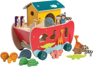 Tender Leaf Toys - Wooden Noah’s Ark Animal Shape Sorter Toy - Encourages Imaginative Play, Improves Recognition and Problem Solving Skills - 18M  