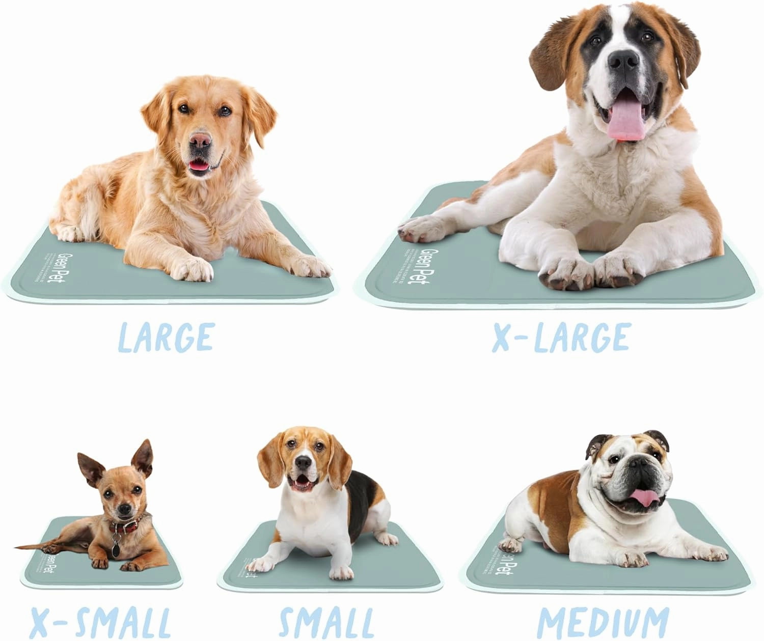The Green Pet Shop Cool Pet Pad - Small, Sage Grey - Self-Cooling, Pressure Activated Mat for Dogs & Cats from 9-20 lbs - Non-Toxic Gel, No Water Needed