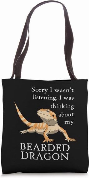 Thinking About My Bearded Dragon Funny Lizard Tote Bag