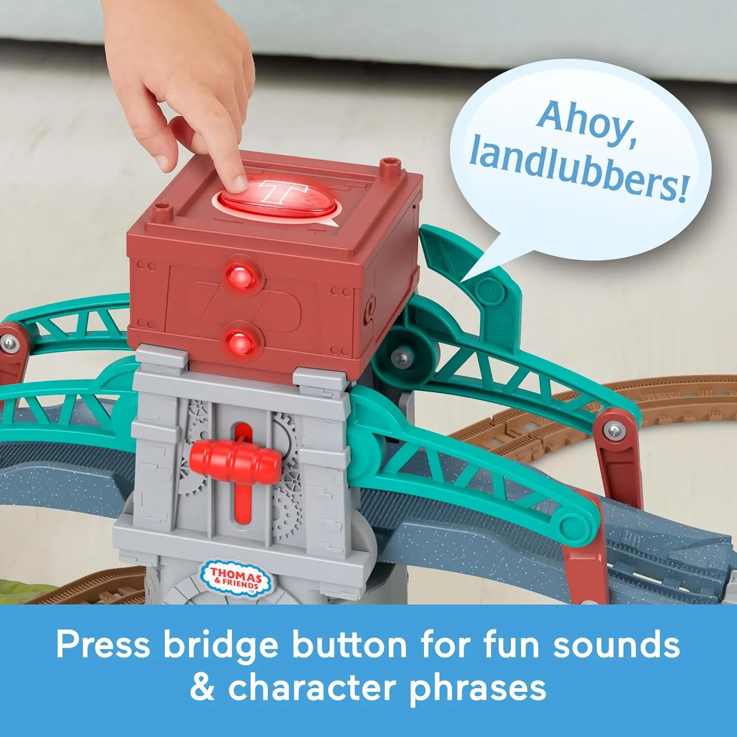 ​Thomas & Friends Toy Train Set Talking Bulstrode & Which-Way Bridge Track Playset with Sounds & Percy Engine for Kids Ages 3  Years