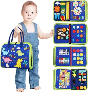 Toddler Busy Book，Dinosaur Toys for Kids 3-5，Busy Board，Montessori Toys，Toddler Travel Toys，Educational Toys，Sensory Board Fine Motor Toys，Toddler Airplane Travel Essentials Quiet Books