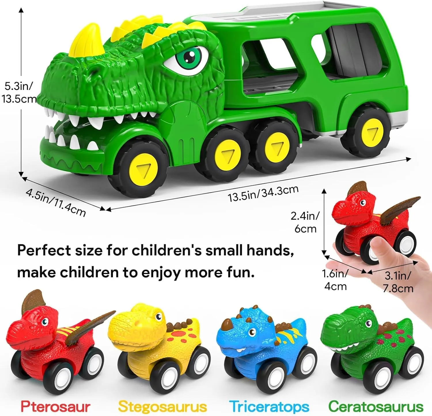 Toddler Car Toys for 1 2 3 4 Year Old Boy Kids Toys 5-in-1 Dinosaur Transport Carrier Trucks Toys for Boys 1-3 with Sounds & Lights Toddler Toys for Boys Age 1-2 2-4 Dinosaur Toys for Kids 3-5 4-6