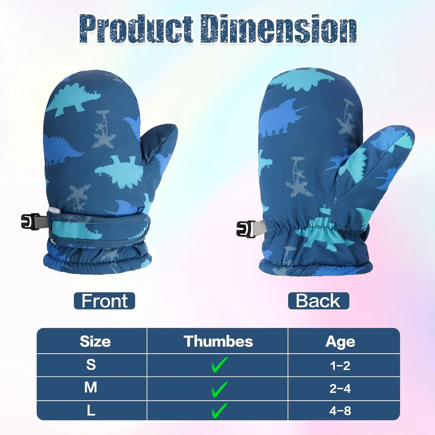 Toddler Mittens Lined Fleece Snow Gloves for Boys Girls Kids Winter Ski Gloves Baby Mittens