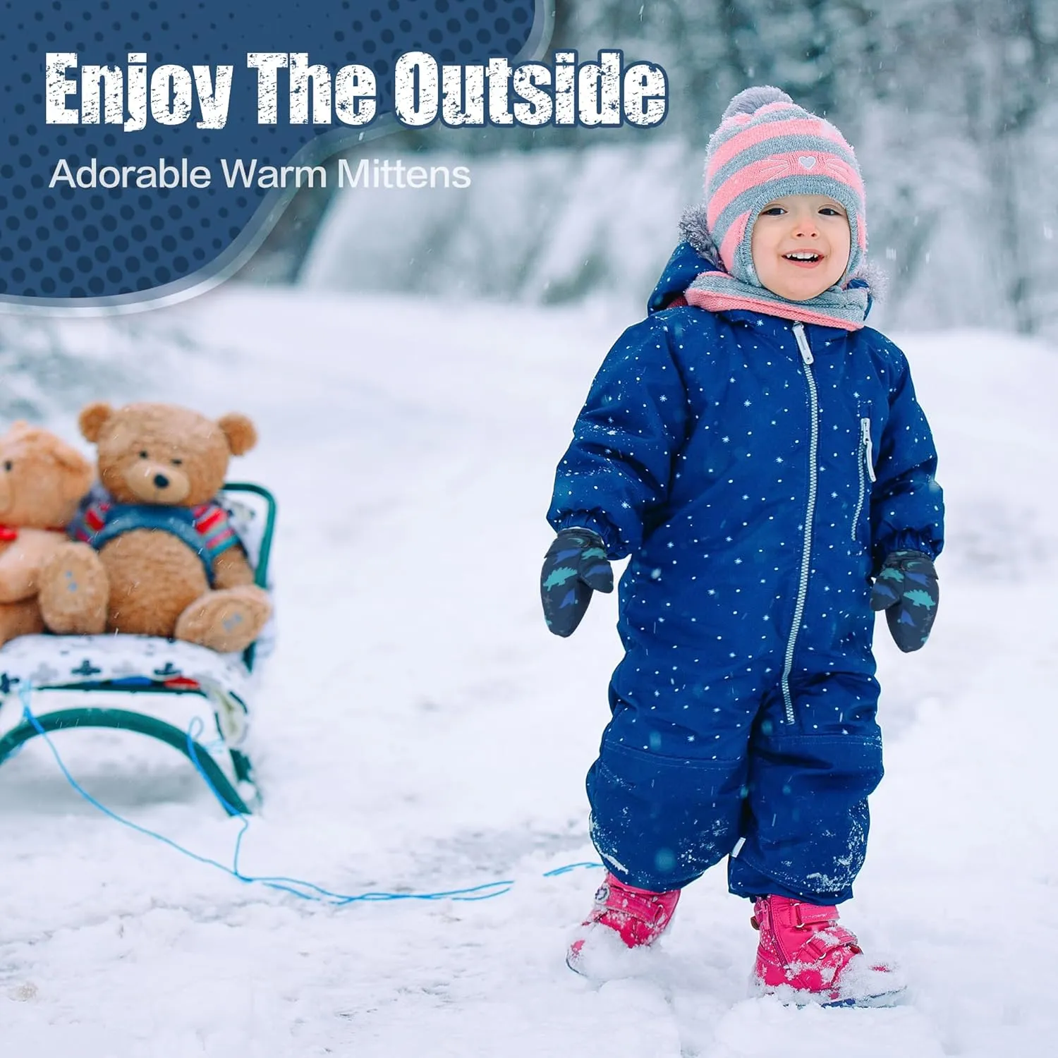 Toddler Mittens Lined Fleece Snow Gloves for Boys Girls Kids Winter Ski Gloves Baby Mittens