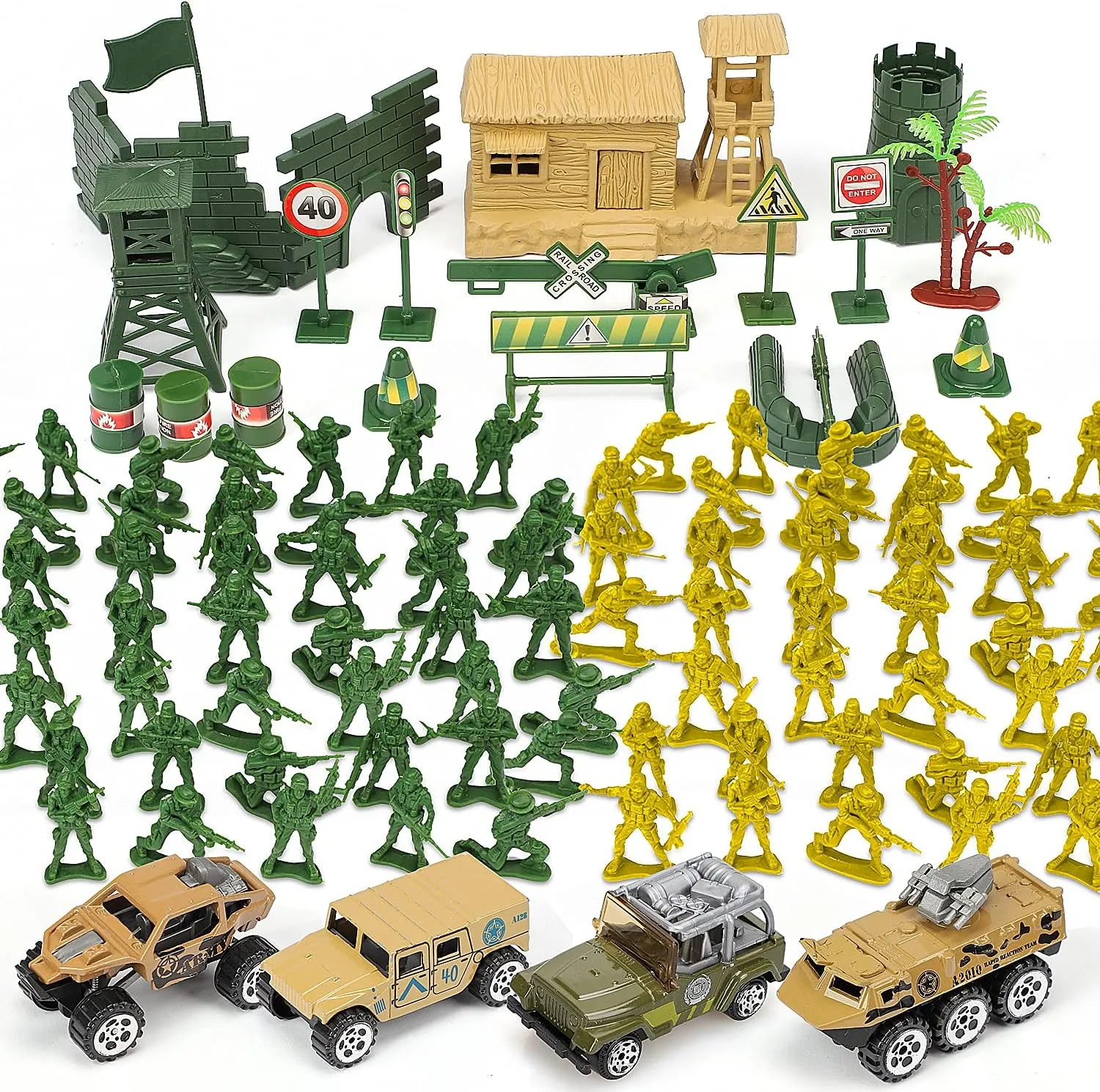 TOY Life 95 PCS Army Men Toys, Toy Soldiers for Boys, Plastic Action Figures, Soldier Guys Military Playset, Gift for Boy