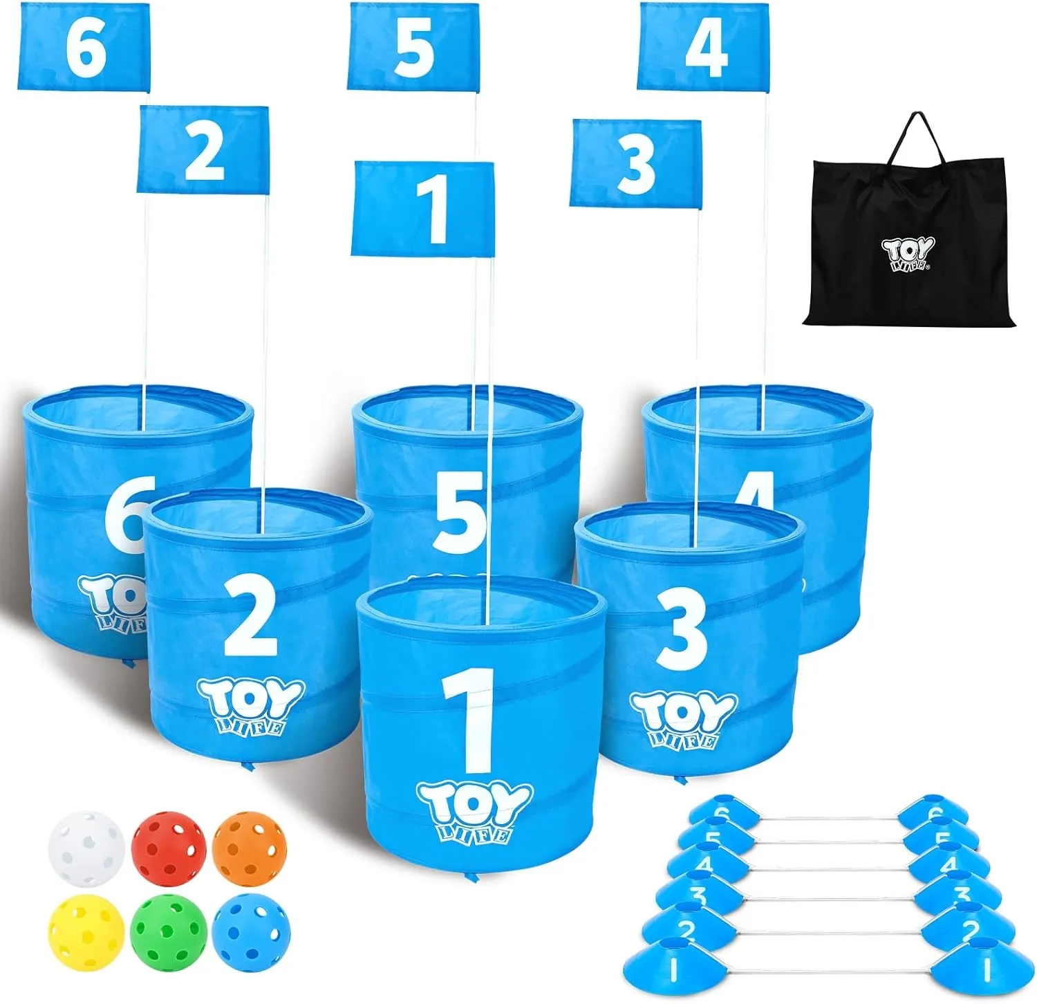 TOY Life Golf Game Set, Backyard Golf Bucket Game for Adults Kids, 6 Holes Golf Course with Balls and Flag, Outdoor Indoor Golf Yard Game with Clubs for Beach, Camping and Lawn