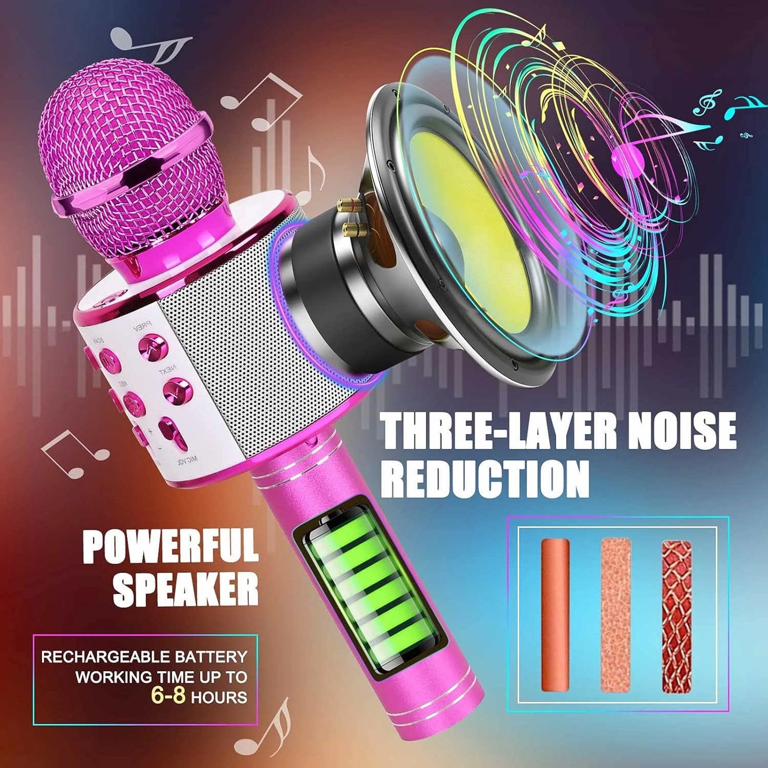 Toys for 5 6 7 8 9 10 Year Old Girls, Karaoke Microphone for Kids Visit Toys for Kids for Girls Age 4-12 Interactive Toys for Girls Easter Basket for Teens Age 8 9 10 - Pink
