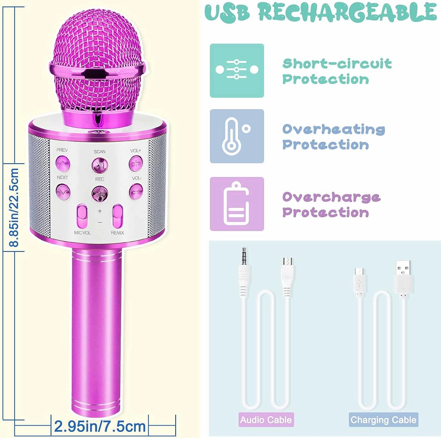 Toys for 5 6 7 8 9 10 Year Old Girls, Karaoke Microphone for Kids Visit Toys for Kids for Girls Age 4-12 Interactive Toys for Girls Easter Basket for Teens Age 8 9 10 - Pink