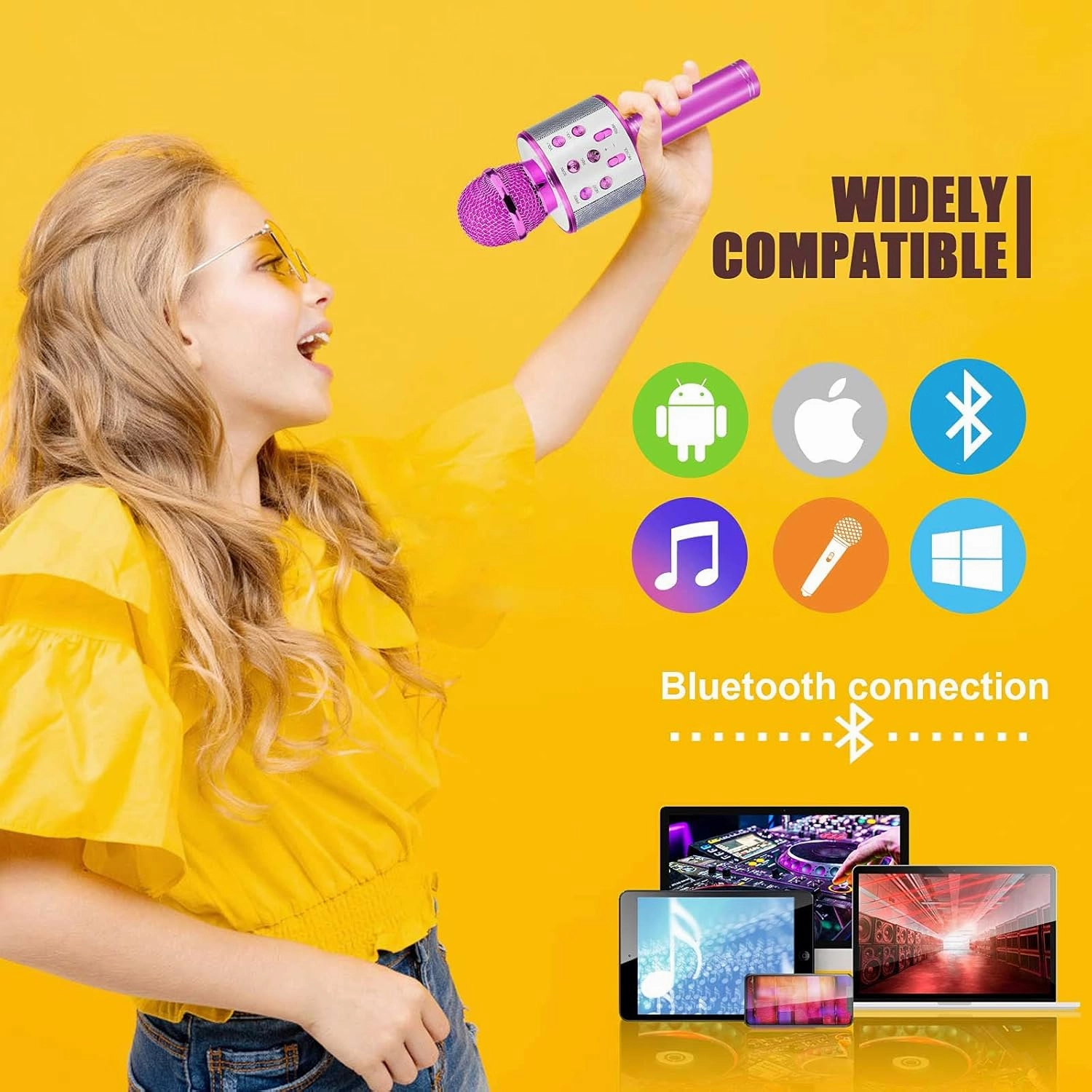 Toys for 5 6 7 8 9 10 Year Old Girls, Karaoke Microphone for Kids Visit Toys for Kids for Girls Age 4-12 Interactive Toys for Girls Easter Basket for Teens Age 8 9 10 - Pink