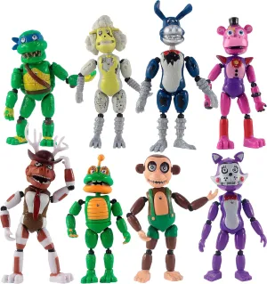 Toysvill 8pcs Inspired by Game Five Nights Toys | Set Candy's FNAF Action Figure [Sheep, Cindy Cat, Happy Frog, Mr. Hippo, Nightmare Bonnie, Turtle Swordsman, Chester Chimpanzee, Reindeer]