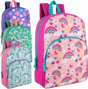 Trail maker Wholesale Kids Backpacks for Boys, Girls Bulk Backpacks 24 Pack with Fun Patterns, Adjustable Padded Straps