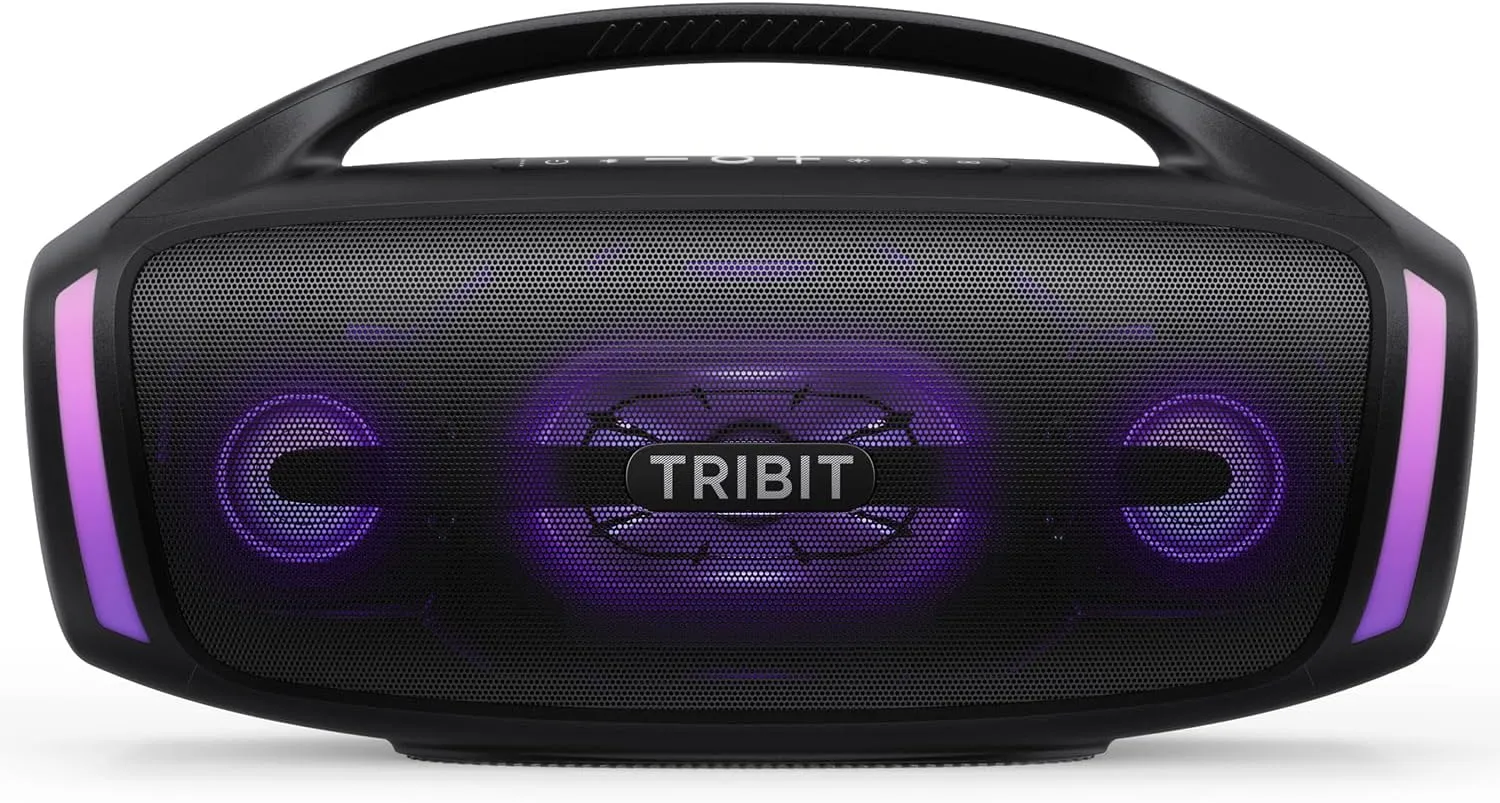 Tribit Bluetooth Speaker StormBox Blast 2, 200W Portable Wireless Speaker with Subwoofer, XBass, LED Light, Bluetooth 5.4, IP67 Waterproof, Custom EQ, 30H Playtime, TWS Pairing for Party/Outdoor