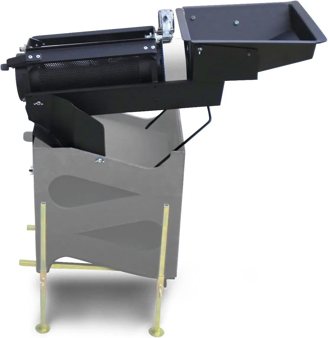Trommel with Adjustable Pitch and Low Energy 12V Gear Motor