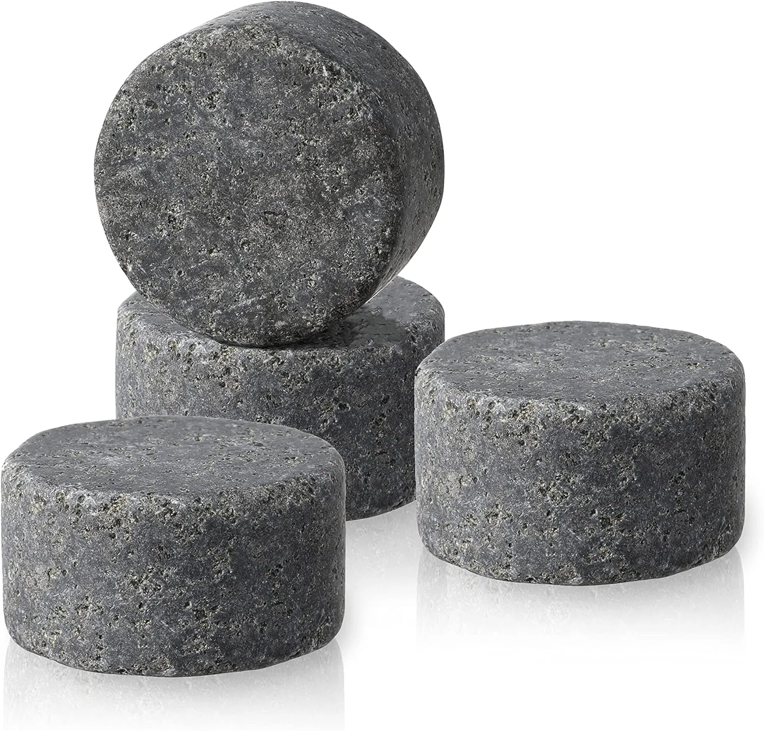 True Glacier Rocks Black Granite Stone Drink Chillers - Set of 4 Ice Cocktail Rocks, Whiskey Ice Stones Rocks, Barware, Whiskey Bar Accessories