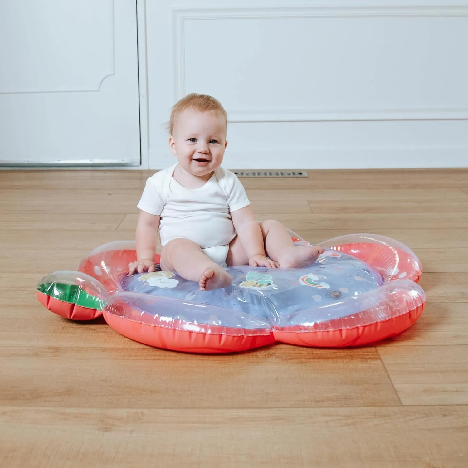 Tummy Time Mat Combo Pack: XL Inflatable Water Play Mat (Princess Heart & Flower) with Sensory Toys for Motor Skills Development – Perfect for Infants & Toddlers 6  Months