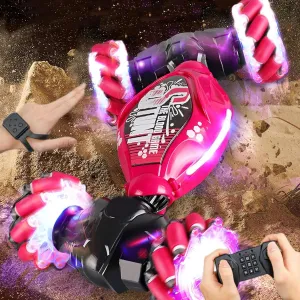 Turbo Drive Rc Car - 2025 TurboDrive Gesture Control Sensing Rc Stunt Car with Light Music, Mini 2.4g Hand Controlled Drifting (Red)