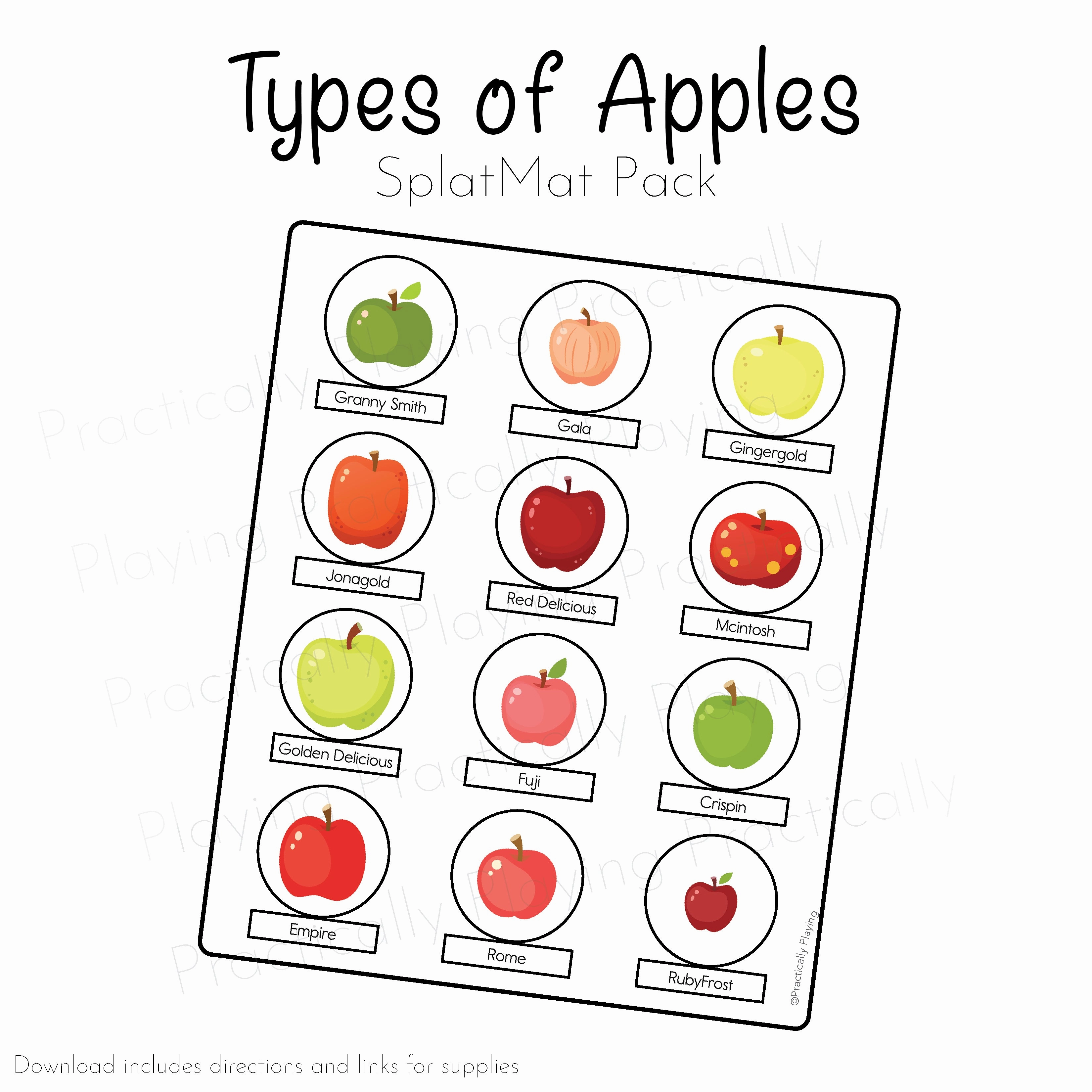 Types of Apples Game Essentials Pack: Printable Insert, Game and Loose Parts Pack- CRICUT PRINT AND CUT