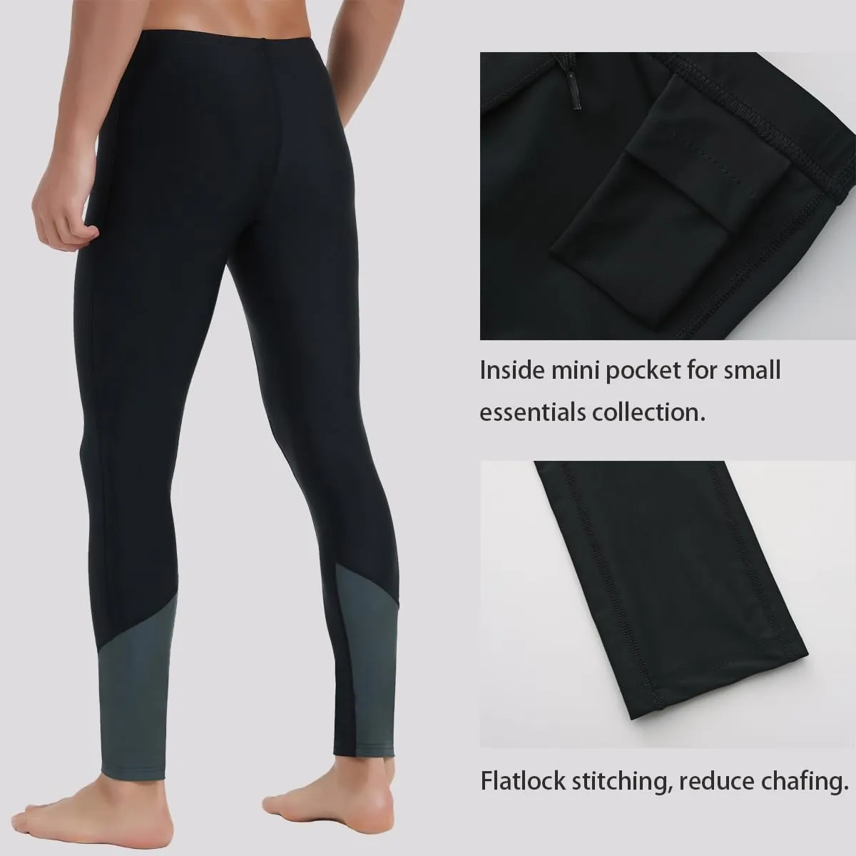 Ubestyle UPF 50  Men's Active Surfing Water Leggings Swim Pants Swim Tights Beach Pants Sun Protective
