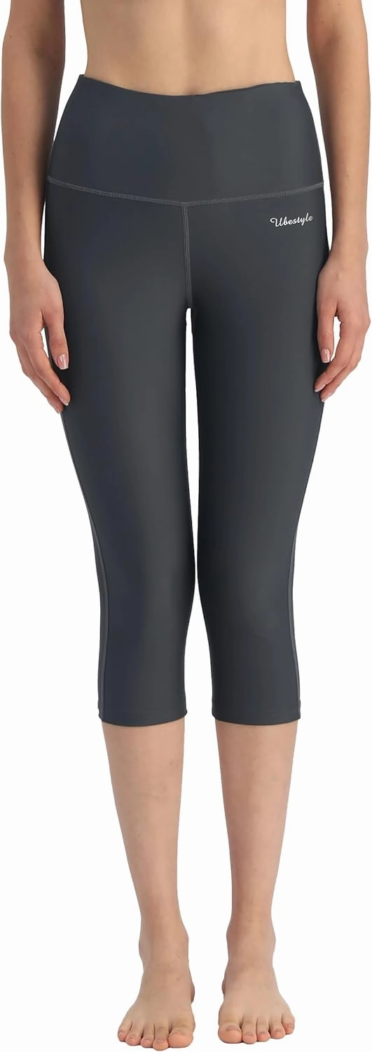 Ubestyle UPF 50  High Waist Swim Leggings for Women Swim Capris Swim Pant Swim Tights Beach Pants Sun Protective