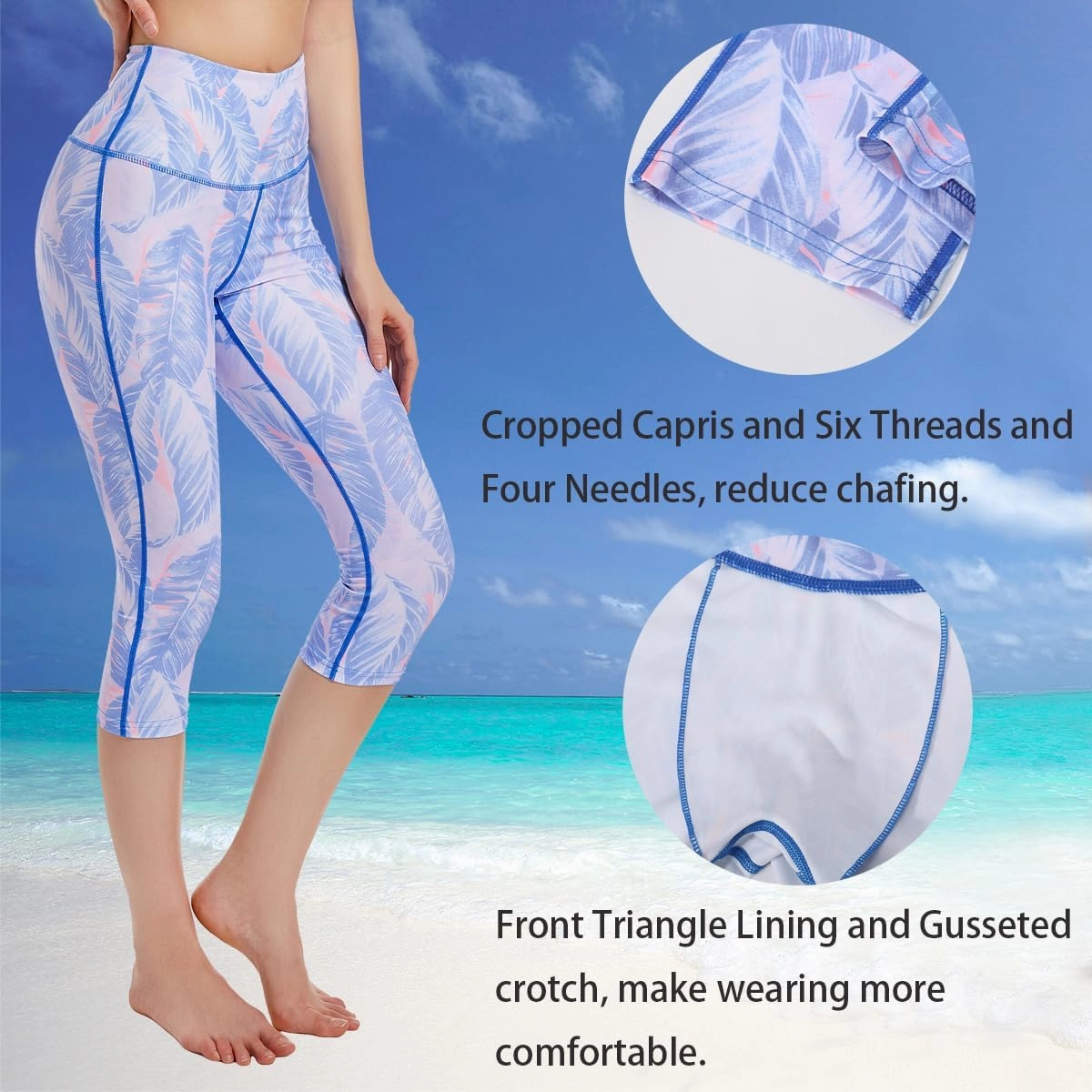 Ubestyle UPF 50  High Waist Swim Leggings for Women Swim Capris Swim Pant Swim Tights Beach Pants Sun Protective