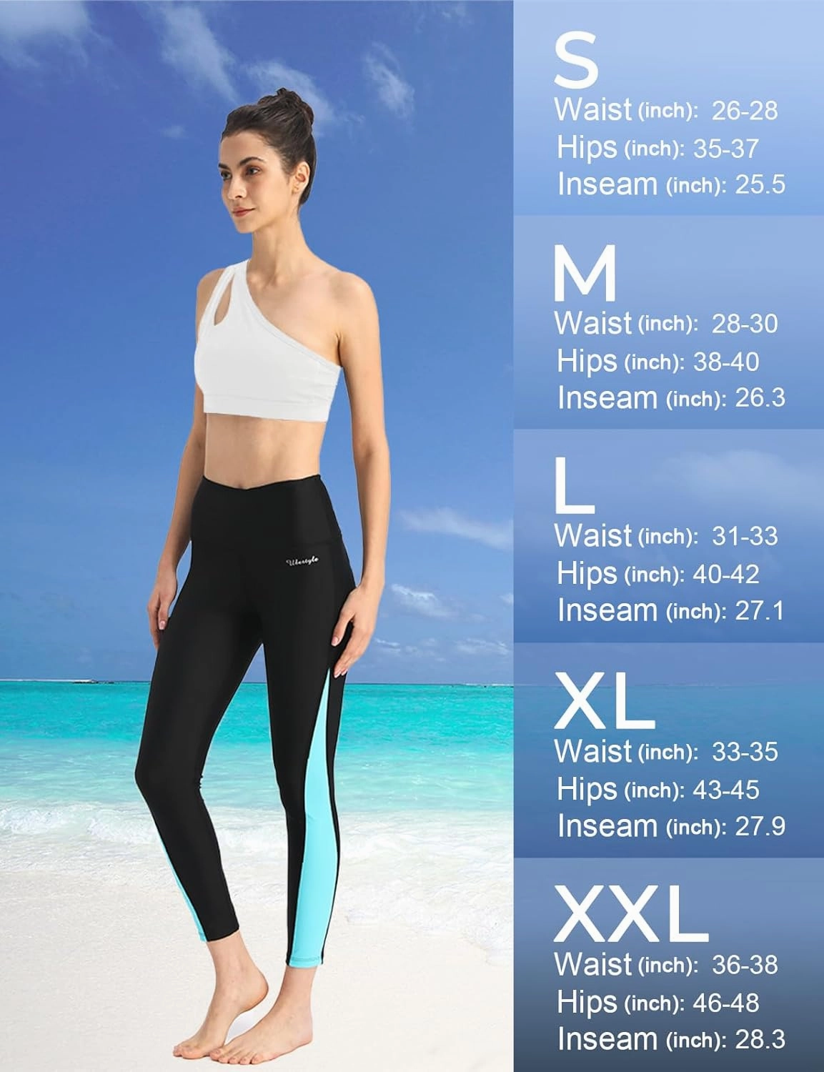 Ubestyle UPF 50  High Waist Women's Swim Pants Swim Leggings Swimming Tights Rash Guard Pants Sun Protective