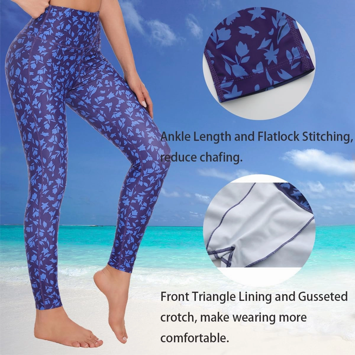 Ubestyle UPF 50  High Waist Women's Swim Pants Swim Leggings Swimming Tights Rash Guard Pants Sun Protective