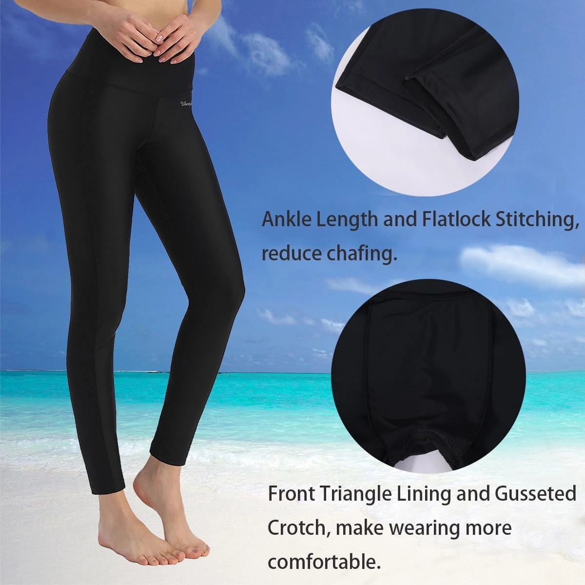 Ubestyle UPF 50  High Waist Women's Swim Pants Swim Leggings Swimming Tights Rash Guard Pants Sun Protective