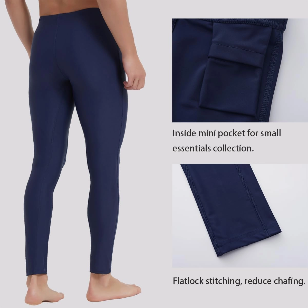 Ubestyle UPF 50  Men's Active Surfing Water Leggings Swim Pants Swim Tights Beach Pants Sun Protective