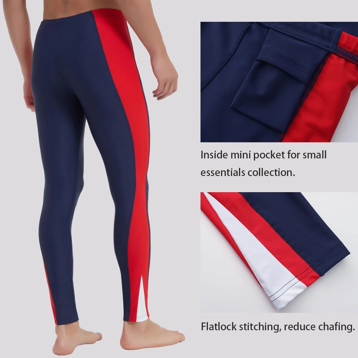 Ubestyle UPF 50  Men's Active Surfing Water Leggings Swim Pants Swim Tights Beach Pants Sun Protective