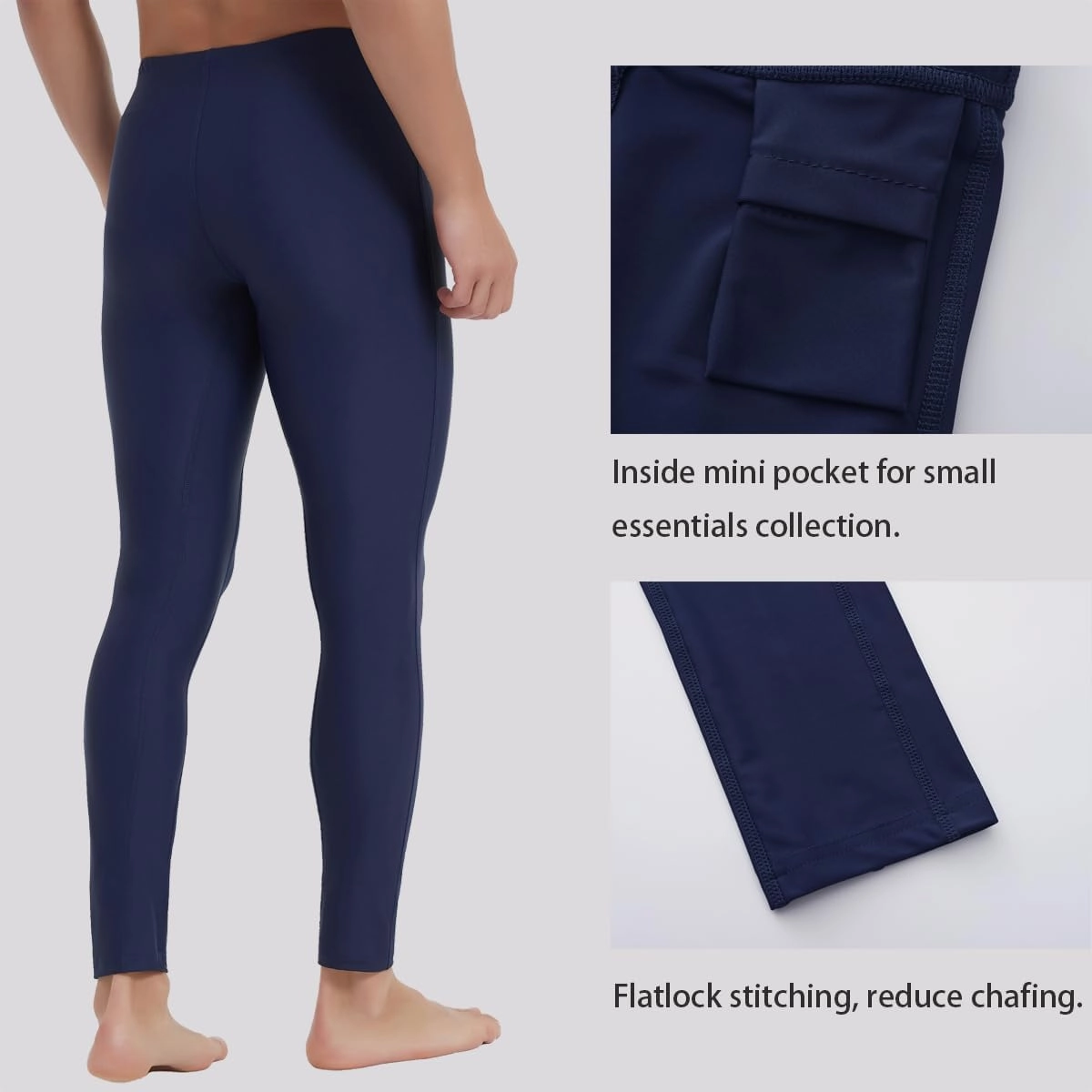 Ubestyle UPF 50  Men's Active Surfing Water Leggings Swim Pants Swim Tights Beach Pants Sun Protective