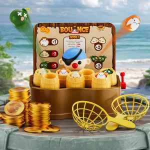 UNEEDE 2025 Pirate Bounce and Catch Game, Pop Up Pirate Toy with Shark, Bomb, and Poop Launchers, Interactive Board Game for Kids with Reward System, Perfect for Boys & Girls