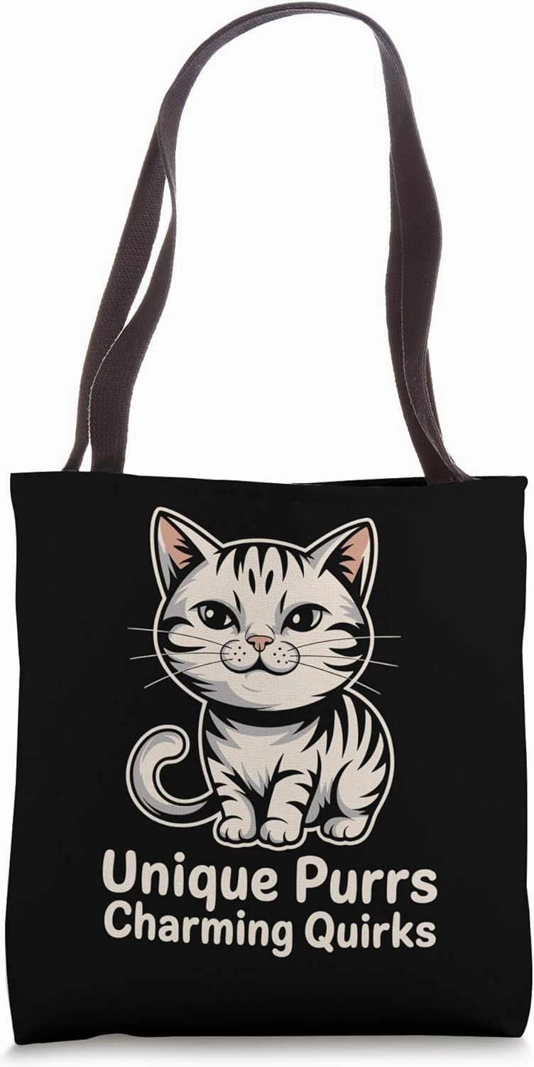 Unique Purrs Charming Quirks Cat Lover Feline Pet Meow Cats Tote Bag