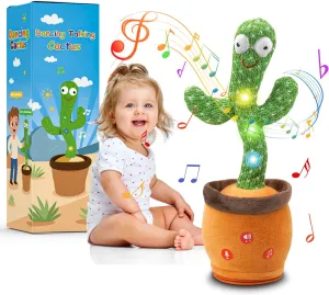 Upgraded Dancing & Talking Cactus Toy for Babies - Interactive Singing Mimicking Cactus Baby Toy with Lights, 120 Funny Songs & Wiggling Moves - Perfect Toddler Gift for Christmas Birthday