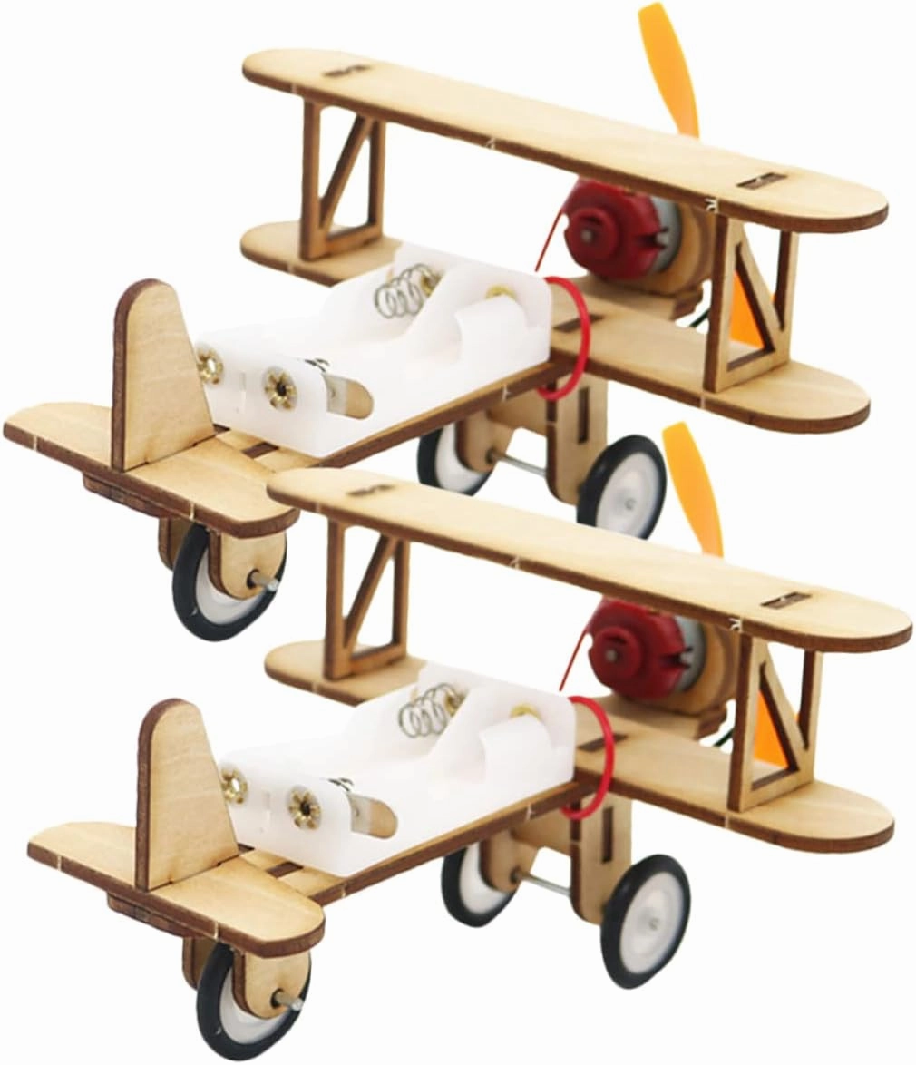 Vaguelly 6pcs Wooden Airplane Assembly Toy for Boy Girl Creative Craft Puzzle Educational Building Toy for Boys Girls Birthday Fun Engaging Indoor Activity