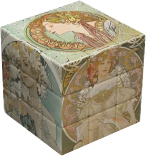 Van Gogh Famous Paintings Photo Magic Cube, Artist Paintings Pattern Transform Square, Art Deco Cubes, Ornaments, Creative Cube (Maria - Mucha)
