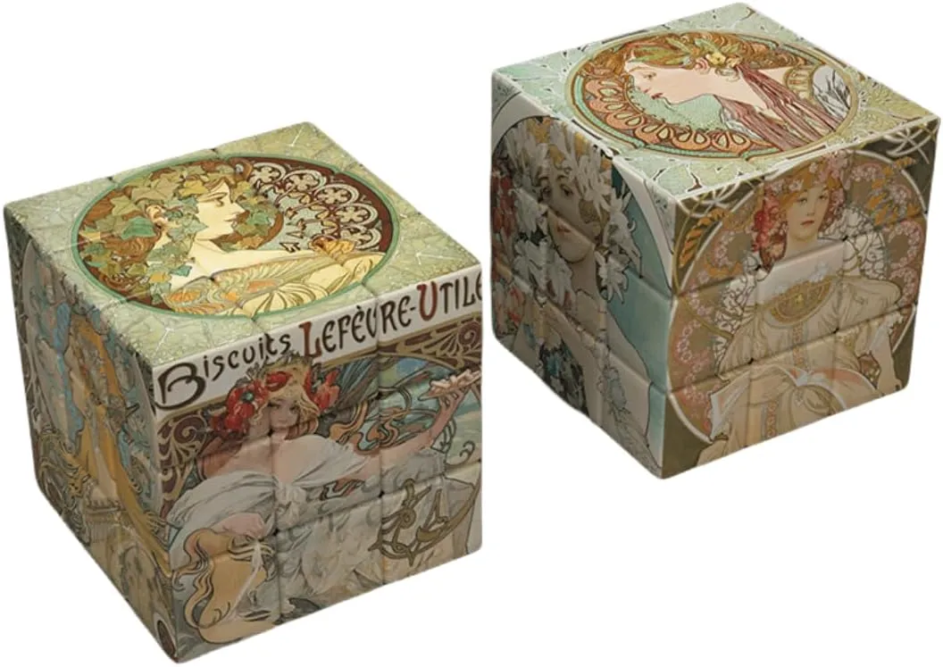 Van Gogh Famous Paintings Photo Magic Cube, Artist Paintings Pattern Transform Square, Art Deco Cubes, Ornaments, Creative Cube (Maria - Mucha)