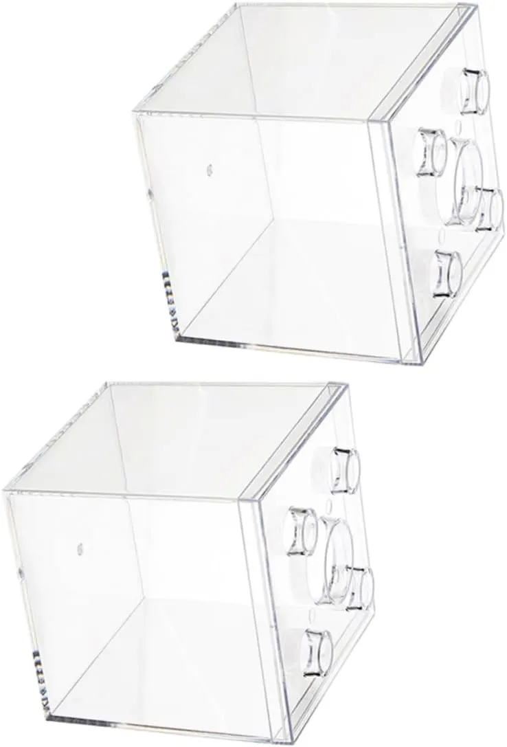 Versatile 2-Piece Plastic Square Action Figure Organizer Desktop Storage Box Multi-use for Home Office