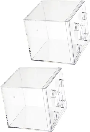 Versatile 2-Piece Plastic Square Action Figure Organizer Desktop Storage Box Multi-use for Home Office