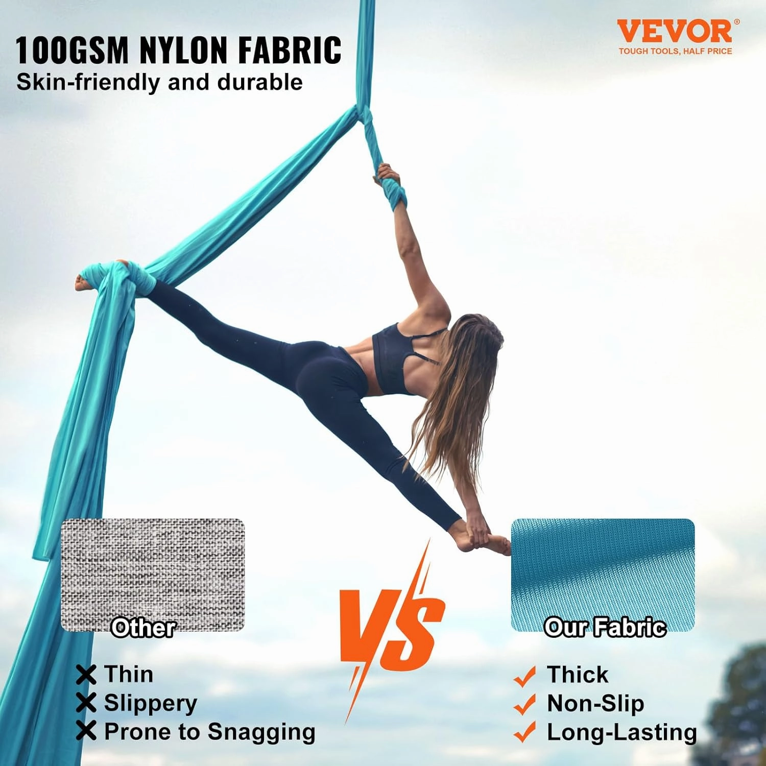 VEVOR Aerial Yoga Hammock & Swing, 4.4 Yards, Yoga Starter Kit with 100gsm Nylon Fabric, Full Rigging Hardware and Easy Set-up Guide, Antigravity Flying for All Levels Fitness Bodybuilding, Purple