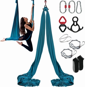 VEVOR Aerial Yoga Hammock & Swing, 4.4 Yards, Yoga Starter Kit with 100gsm Nylon Fabric, Full Rigging Hardware and Easy Set-up Guide, Antigravity Flying for All Levels Fitness Bodybuilding, Purple