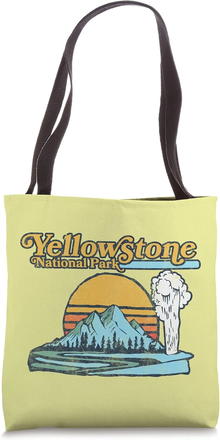 Vintage Yellowstone National Park Geyser Graphic Tote Bag