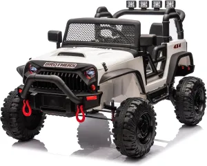 Viswild 24V Kids Ride On Truck,400W 2-Seater Electric Kids Jeep with Parent Remote Control, 4 Wheels Suspension, Music, Bluetooth, LED Light Control,Volume Adjustment (White)