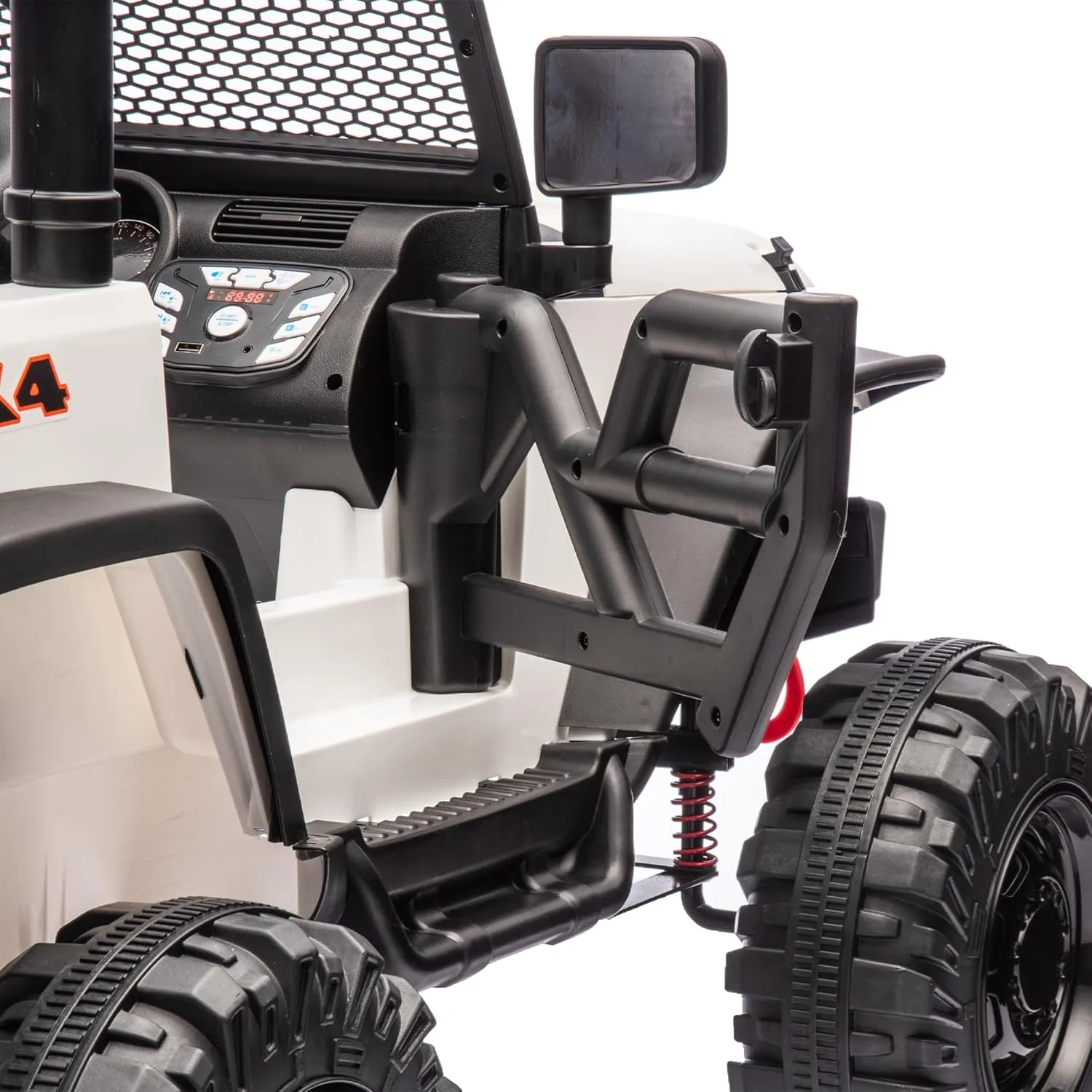 Viswild 24V Kids Ride On Truck,400W 2-Seater Electric Kids Jeep with Parent Remote Control, 4 Wheels Suspension, Music, Bluetooth, LED Light Control,Volume Adjustment (White)