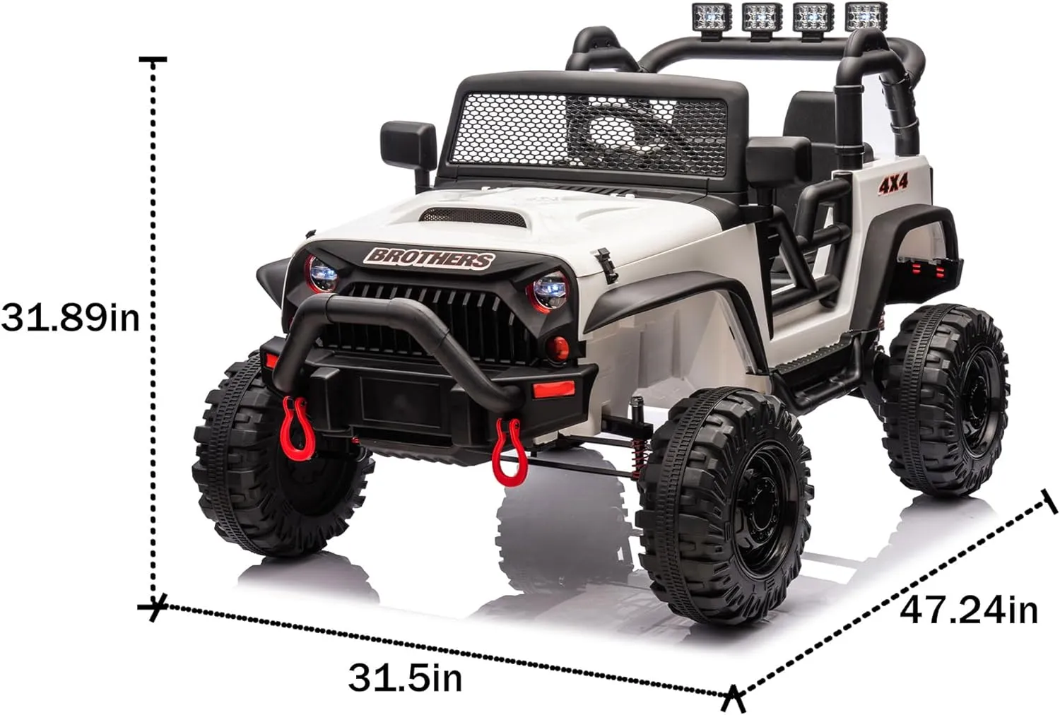 Viswild 24V Kids Ride On Truck,400W 2-Seater Electric Kids Jeep with Parent Remote Control, 4 Wheels Suspension, Music, Bluetooth, LED Light Control,Volume Adjustment (White)