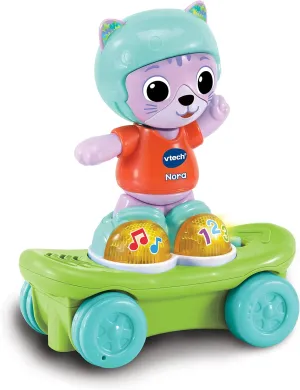 VTech - Nora the Skater Interactive Cat for Children to Ride on Skate Encourages Following, Toy for Babies from 12 Months, ESP Version