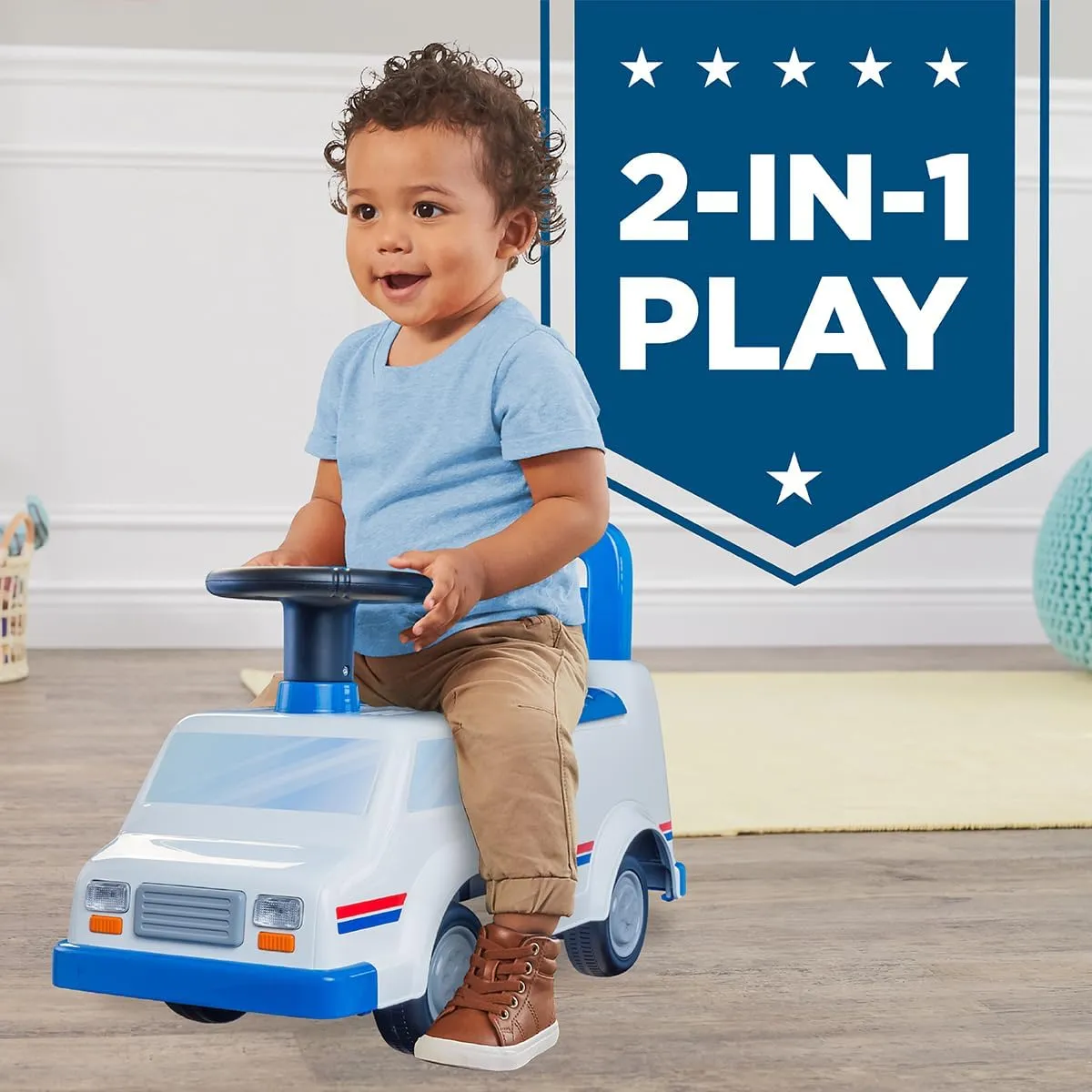 WADDLE USPS Mail Truck Toddler Ride on Toys - Foot to Floor, Lights, Sounds, Interactive Toys, Includes Postal Box, 2 Envelopes, Toddler Toys, Easy Assembly, Durable Quality, Up to 44 lbs