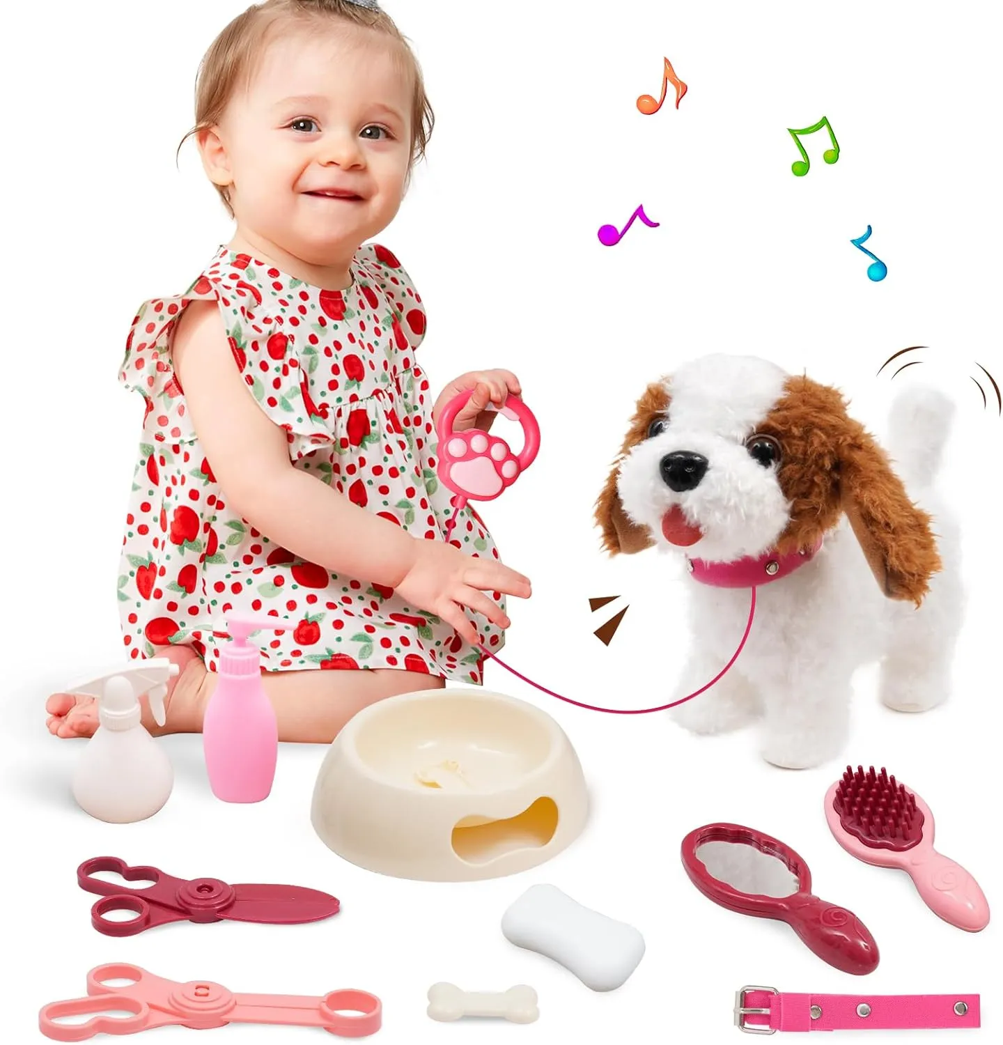 Walking Dog Toy with Remote Control - Interactive, Barking, Singing, Shaking Tail Pretend Dress Up Dog for Boys & Girls