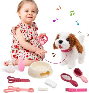 Walking Dog Toy with Remote Control - Interactive, Barking, Singing, Shaking Tail Pretend Dress Up Dog for Boys & Girls