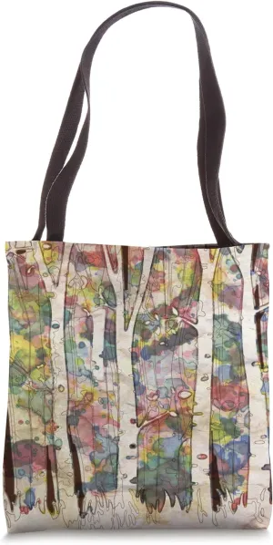 Watercolor birches forest with trees, nature lovers Tote Bag