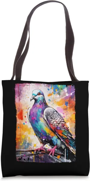 Watercolor Pigeon Hand Drawn Dove Painting Pigeon Lover Tote Bag